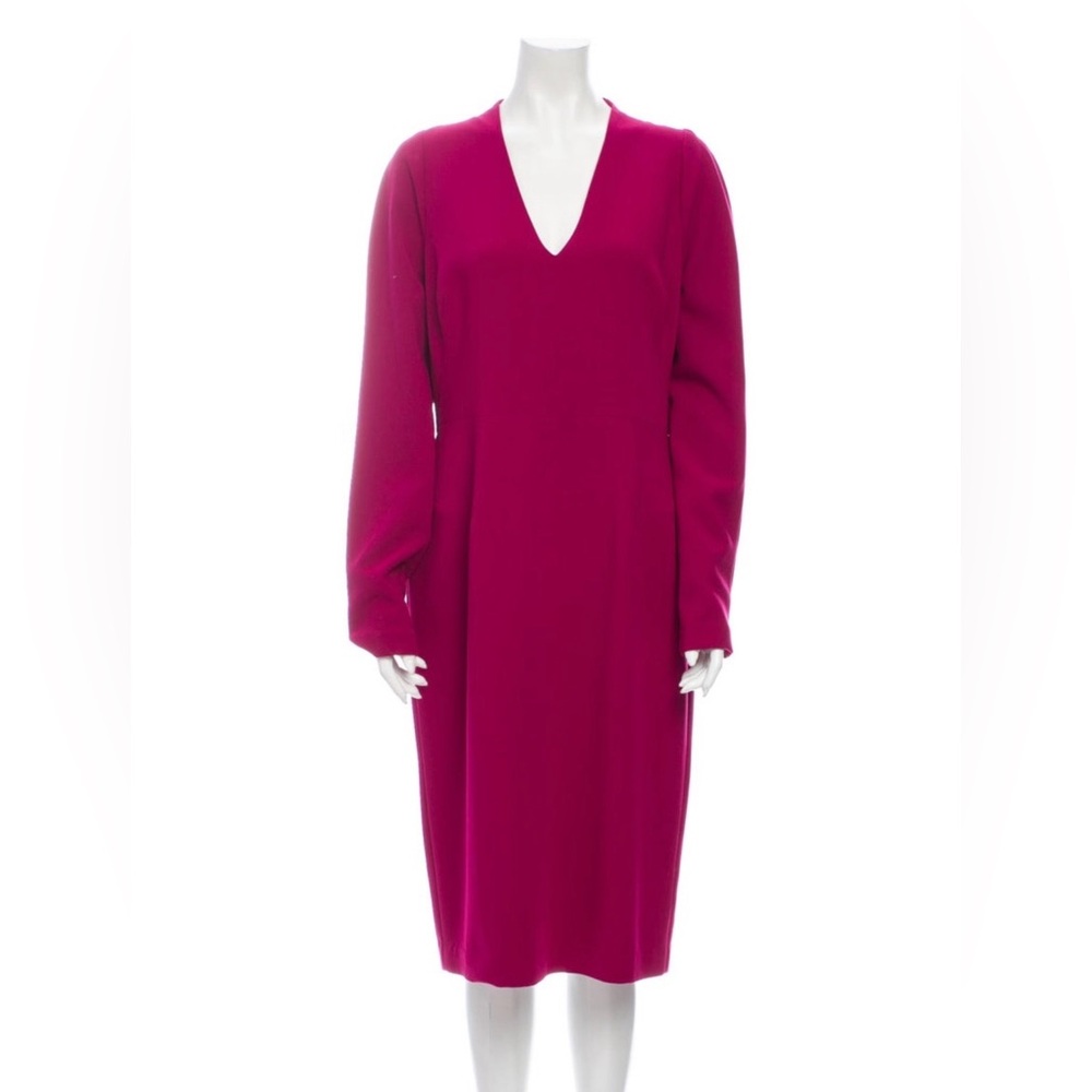 NWT Black Halo Fuchsia V-Neck Long Sleeve Midi Dress - Size 14